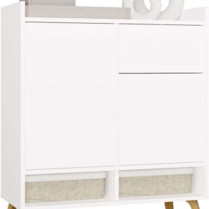 Komoda COLIN Szafka 2 Drzwi 1 Szuflada Z Nóżkami BIAŁY